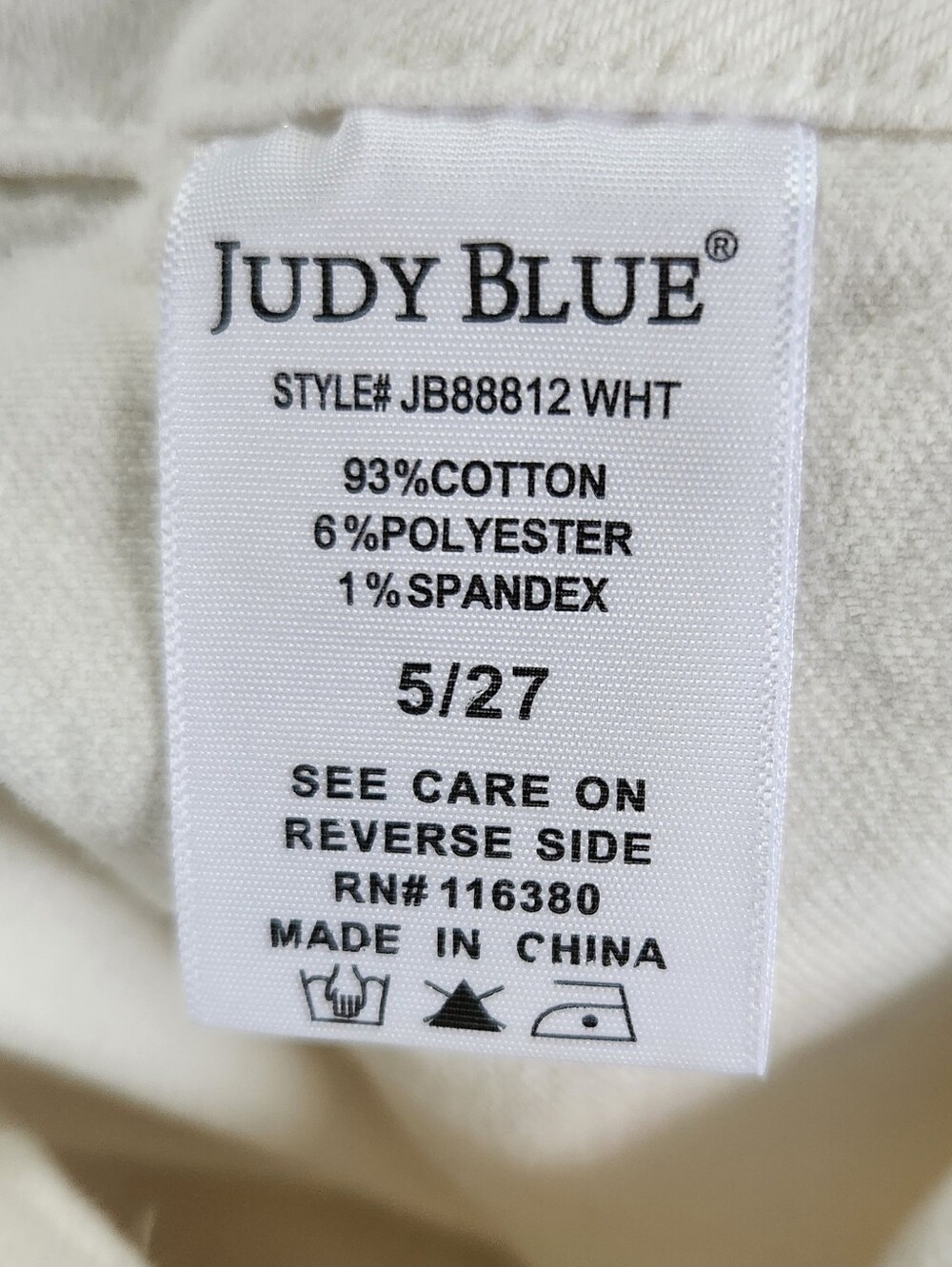 Judy Blue White Weekender Jean Utility Porkchop Pocket 5 27x30 Tie Waist Stretch - Picture 9 of 15